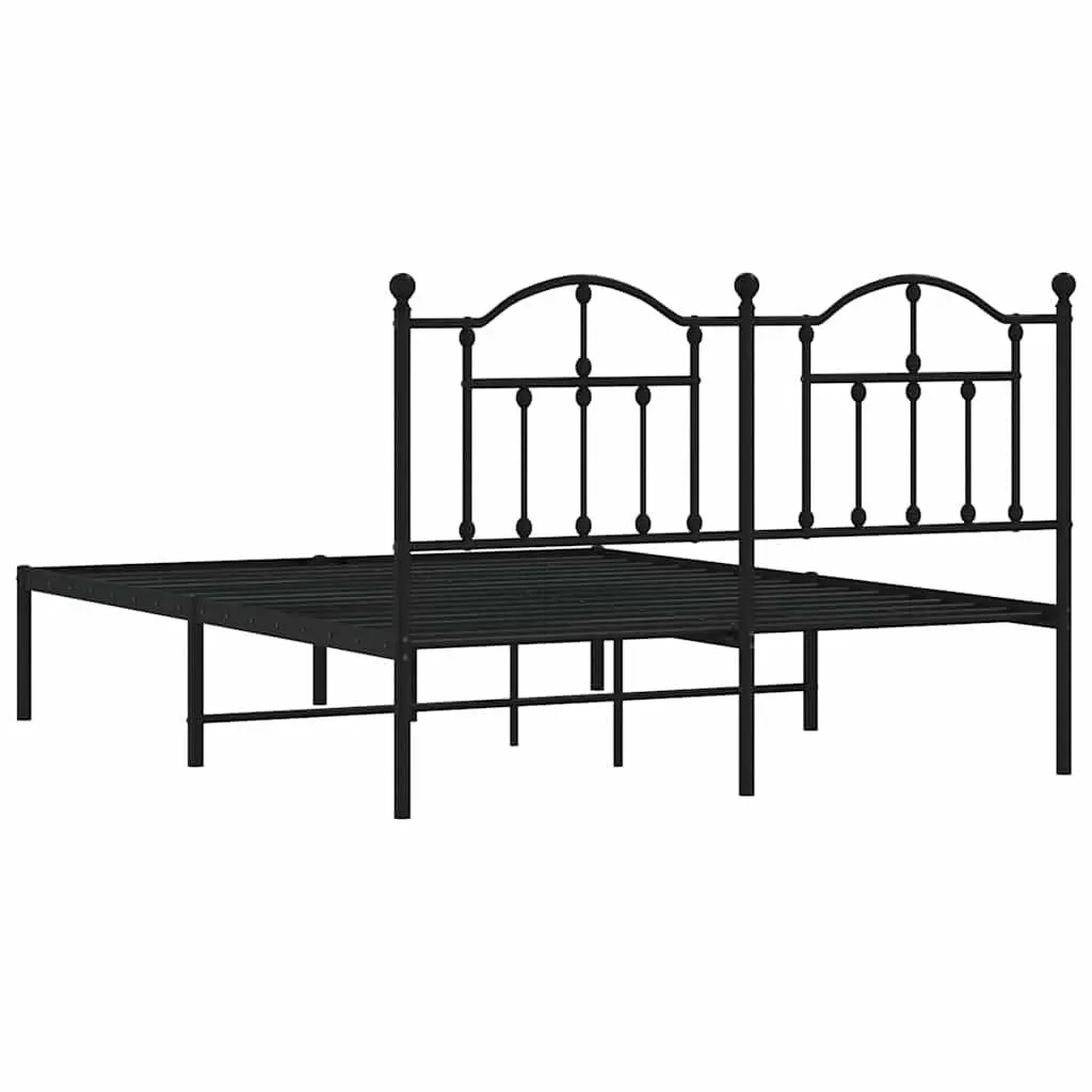 Metal Bed Frame Bedroom 150x200 cm Black Steel