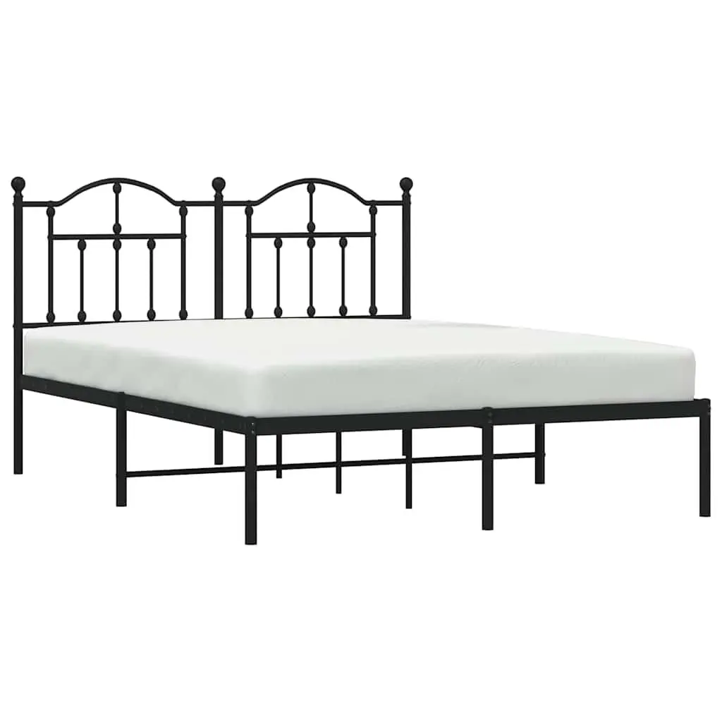 Metal Bed Frame Bedroom 150x200 cm Black Steel