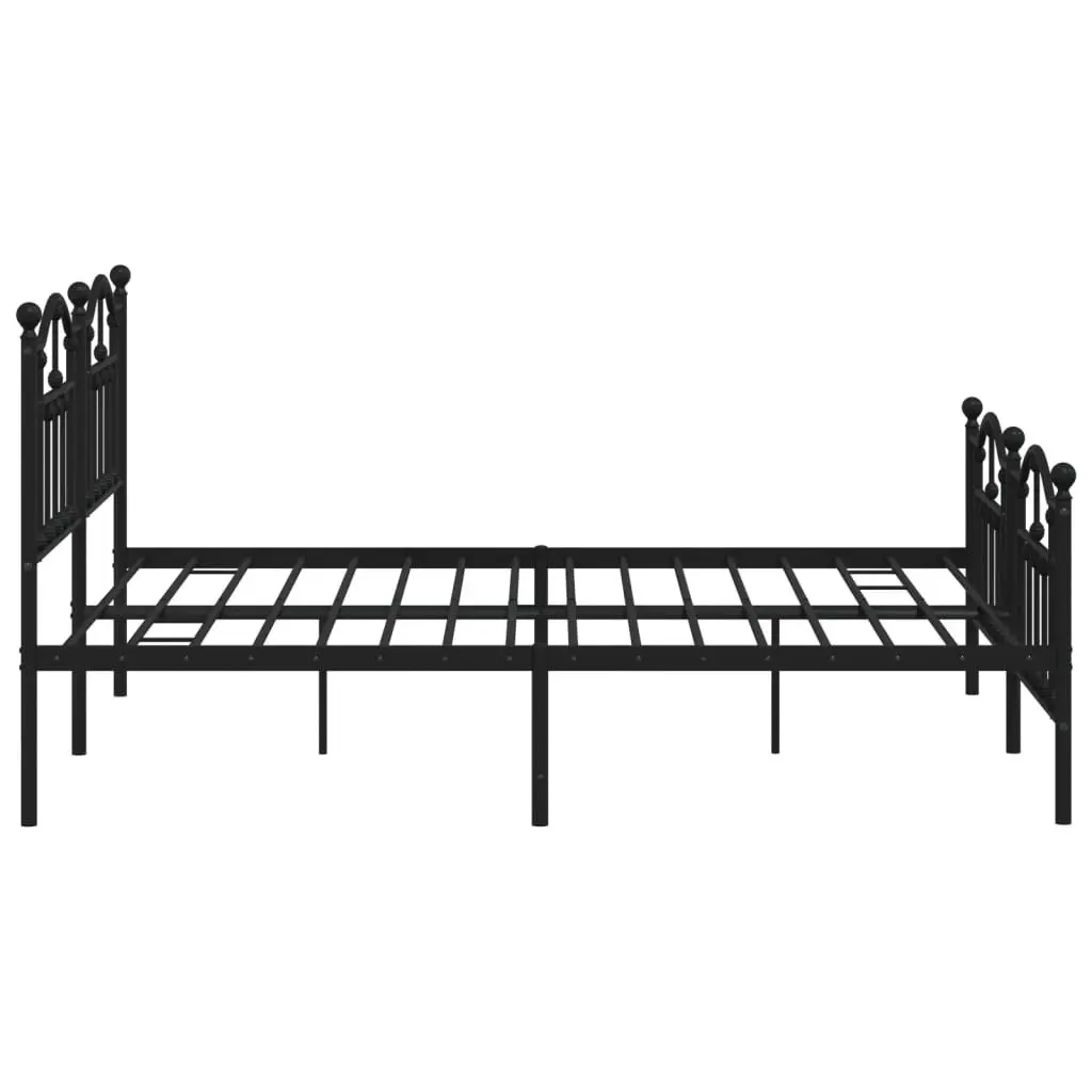 Metal Bed Frame King Size 183x203 cm with Footboard Headboard Black Steel