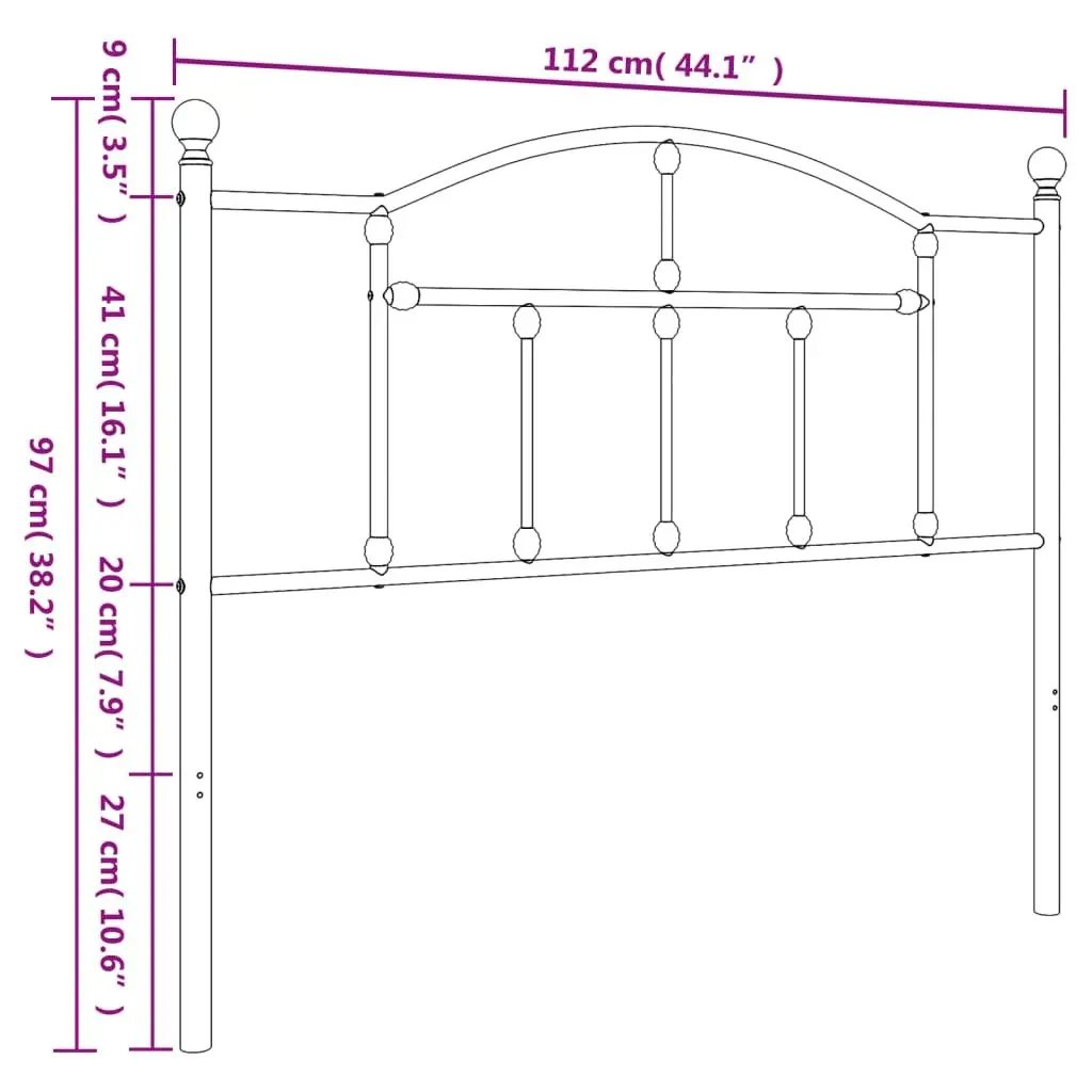 Metal Headboard Black Bedroom Furniture 107cm