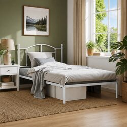Metal Bed Frame Dimensions 107x203cm with Headboard