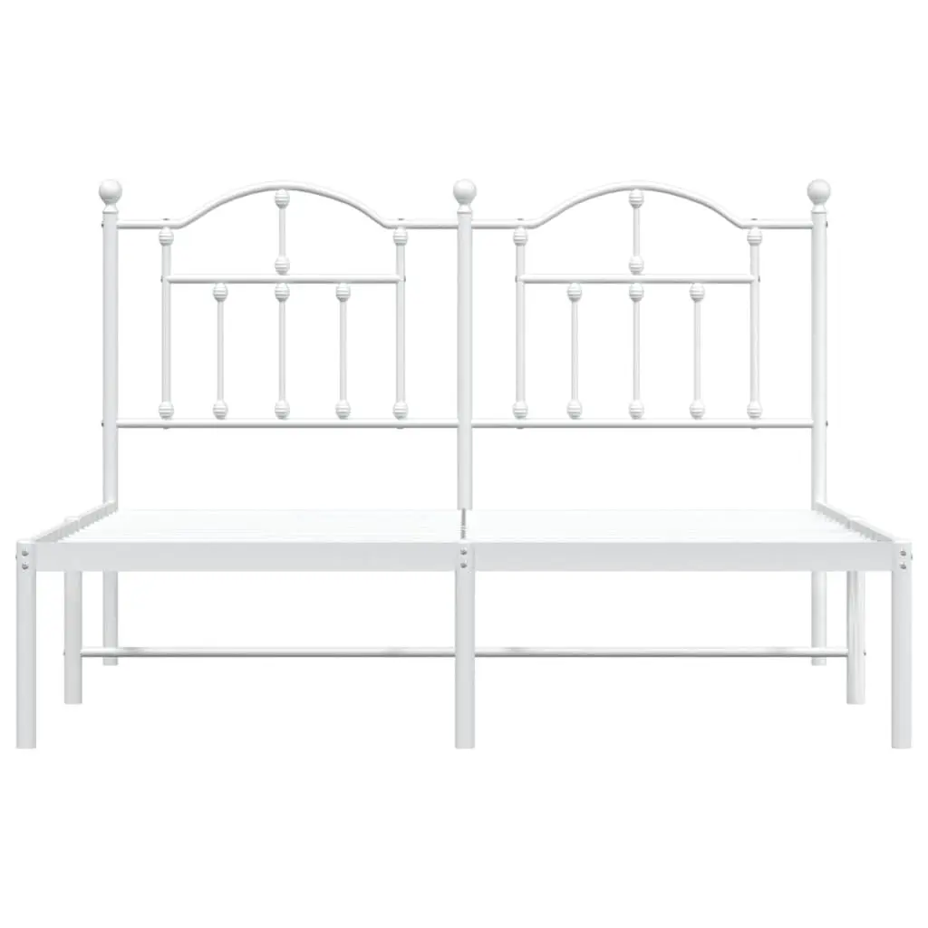 Metal Bed Frame 150x200 cm for Bedroom with Headboard White