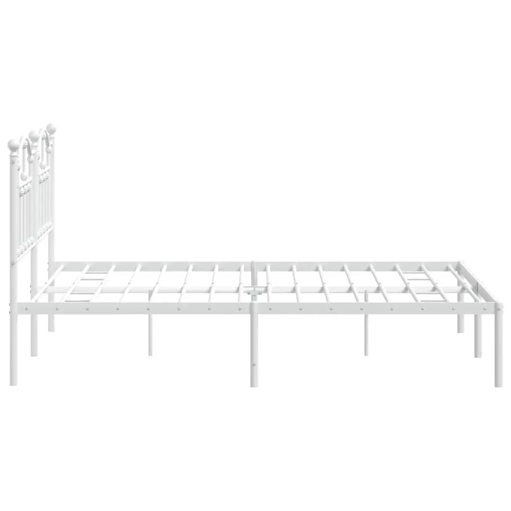 Metal Bed Frame 150x200 cm for Bedroom with Headboard White