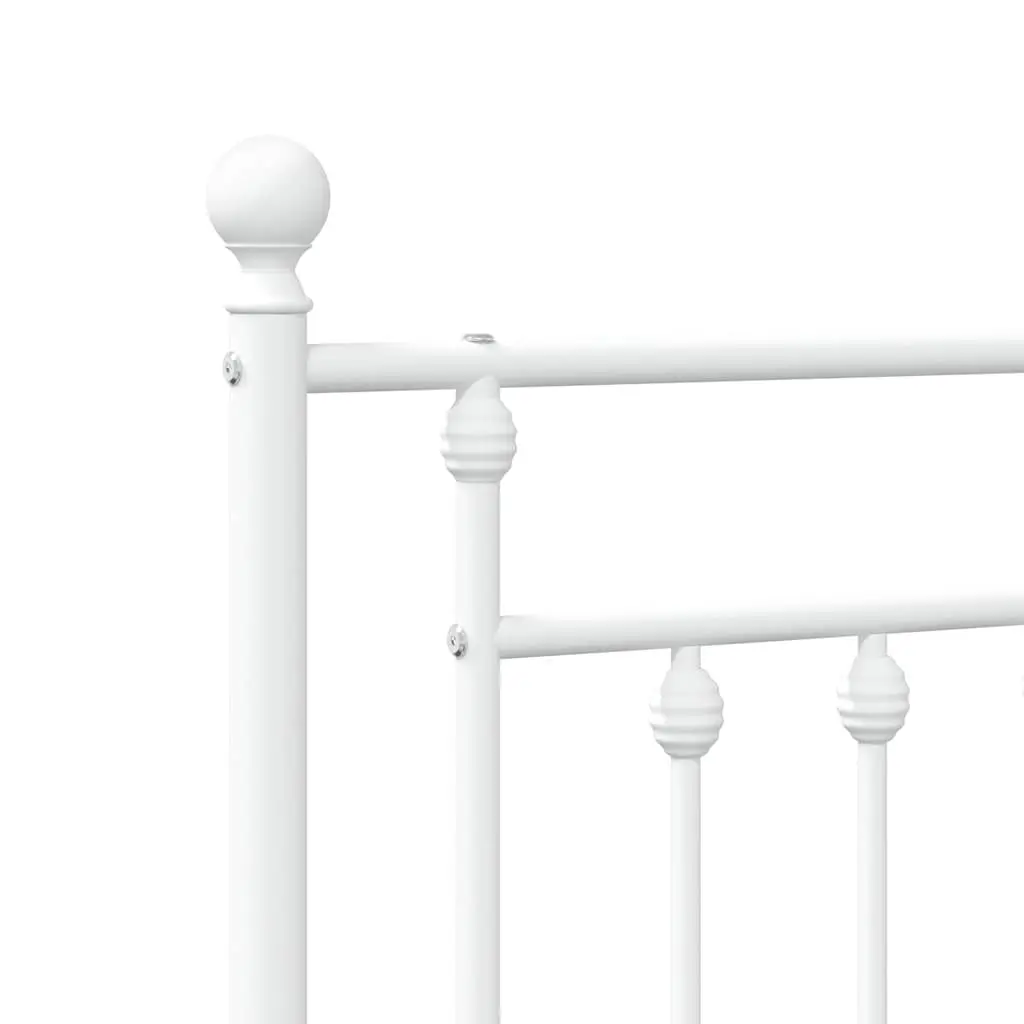 Metal Bed Frame with Headboard White 150x200 cm Bedroom Furniture Slatted Base