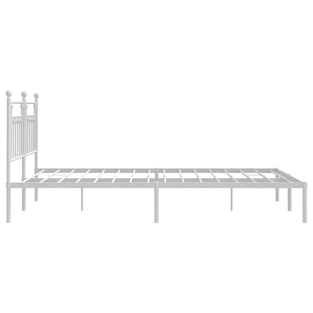 Metal Bed Frame King Size Bedroom Furniture with Headboard Storage White