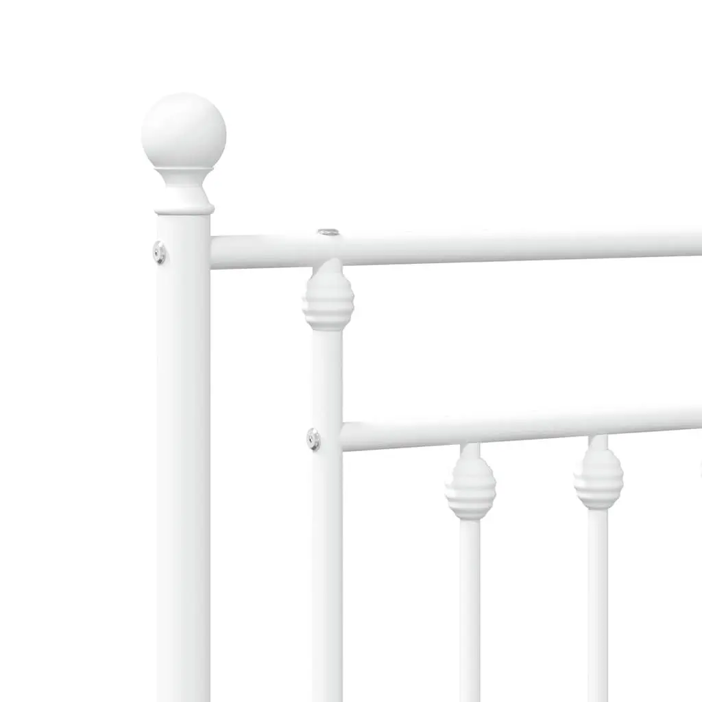 Metal Bed Frame King Size Bedroom Furniture with Headboard Storage White