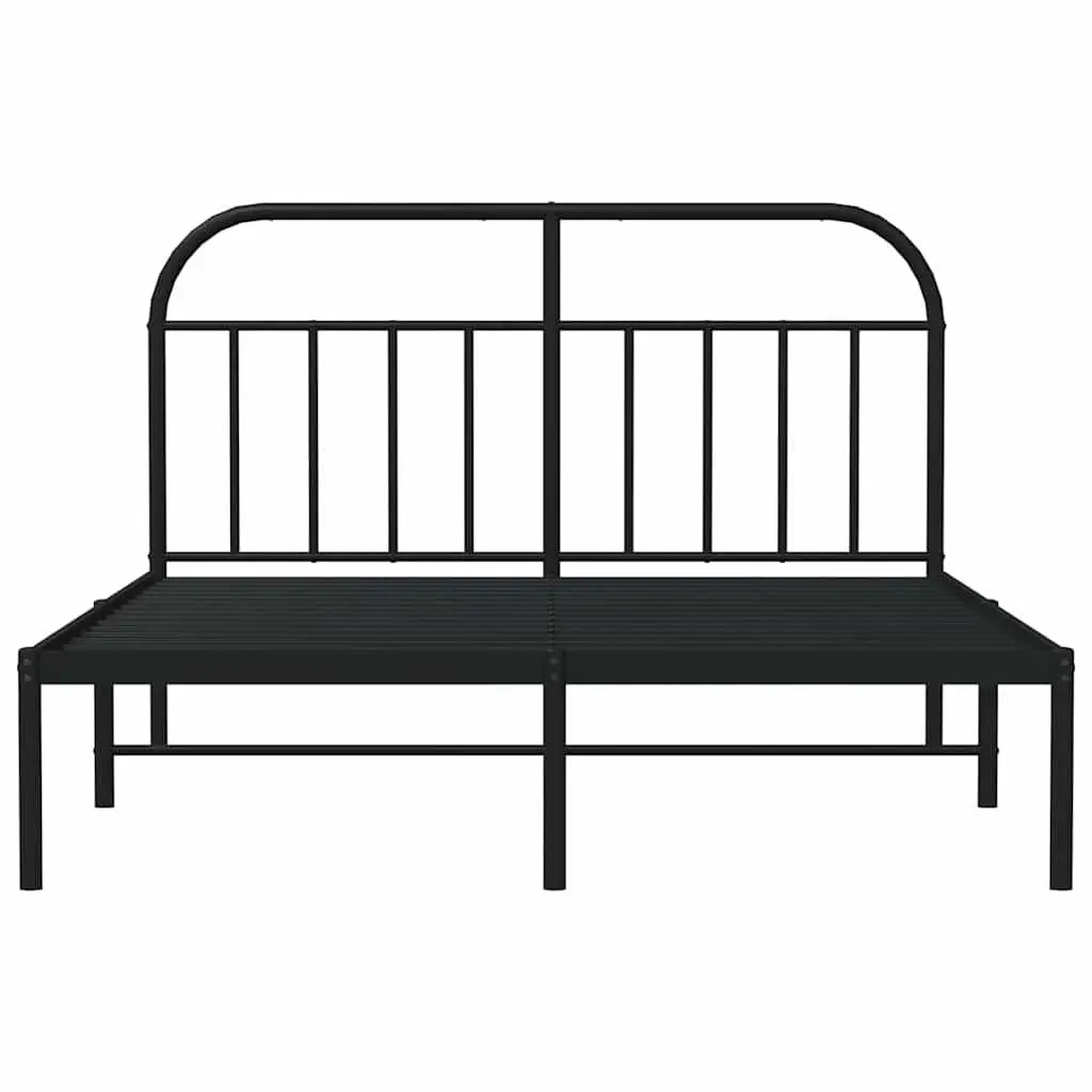 Metal Bed Frame with Headboard for Bedroom 150x200 cm Black