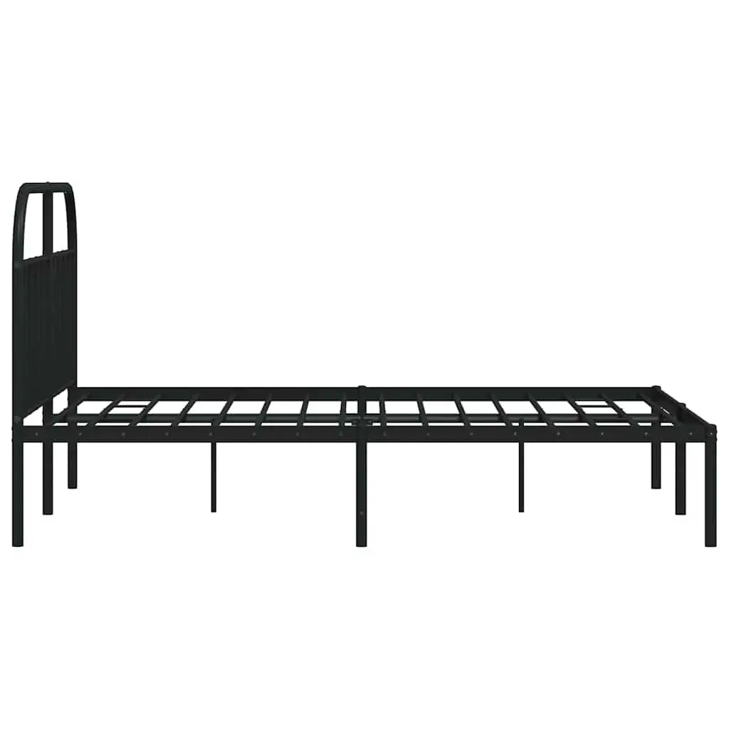 Metal Bed Frame with Headboard for Bedroom 150x200 cm Black