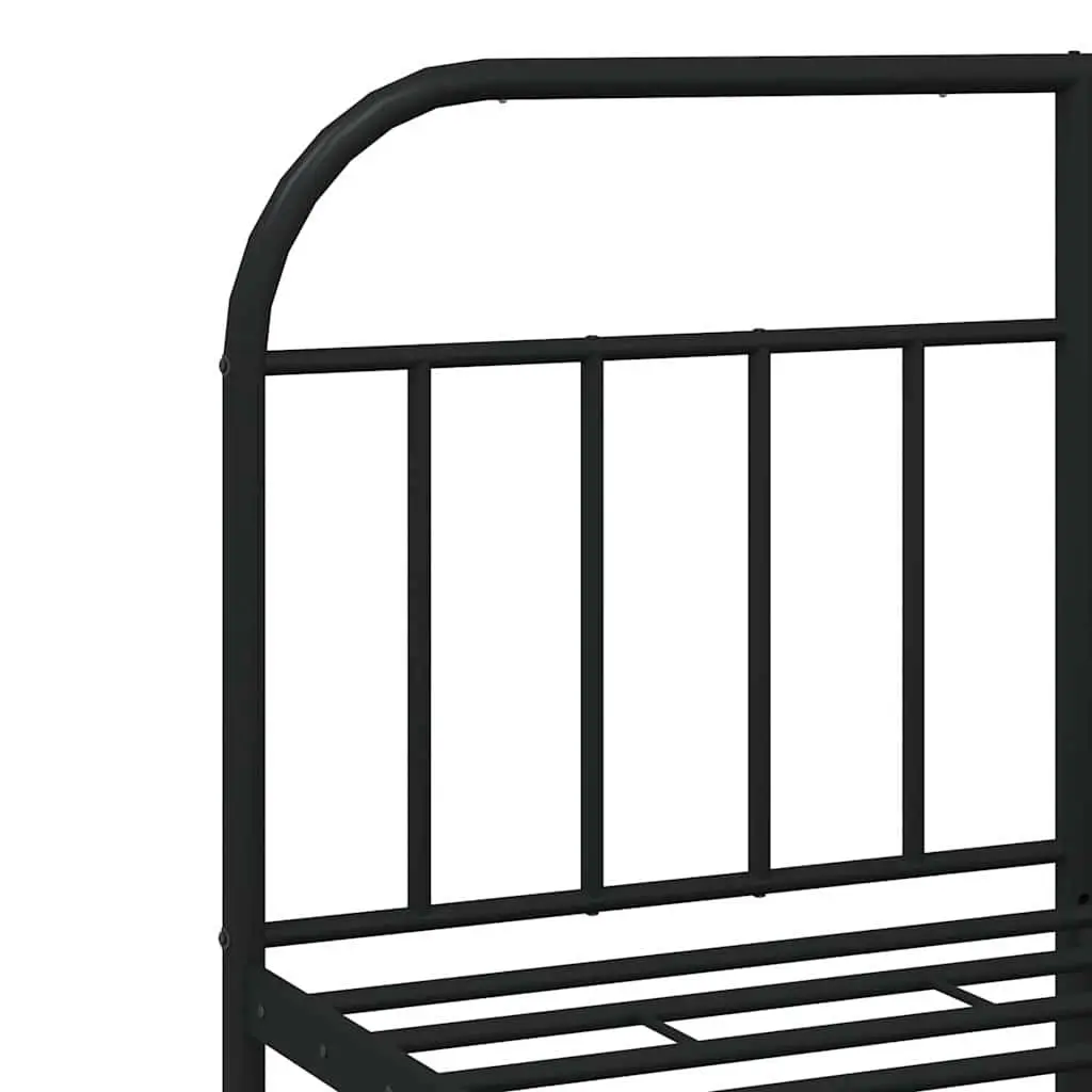 Metal Bed Frame with Headboard for Bedroom 150x200 cm Black