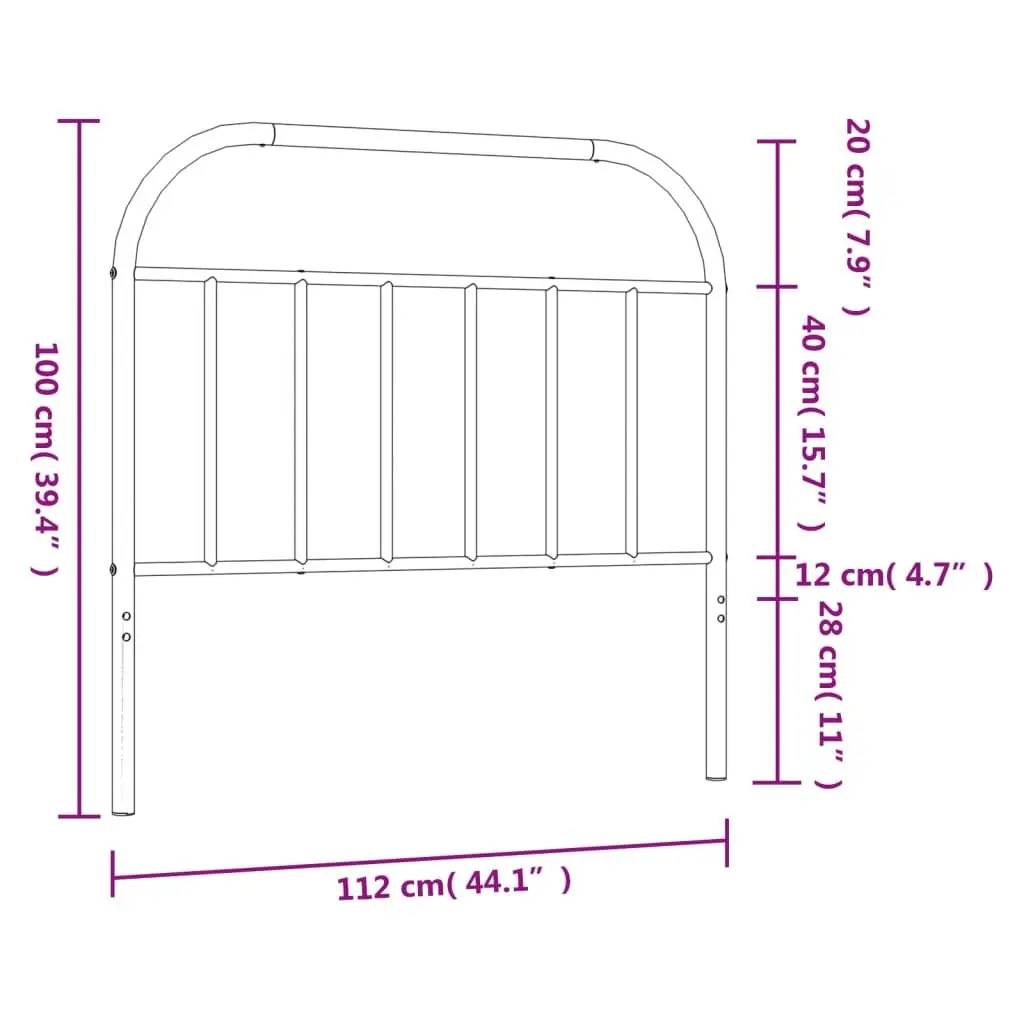 Metal Headboard Bedroom 107cm Black