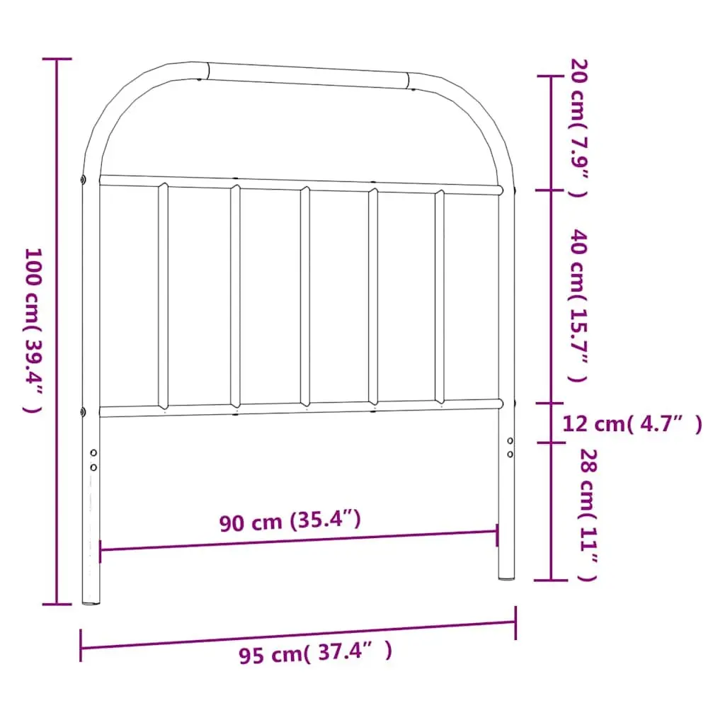 Metal Headboard Bedroom 90 cm White Powder Coated Steel