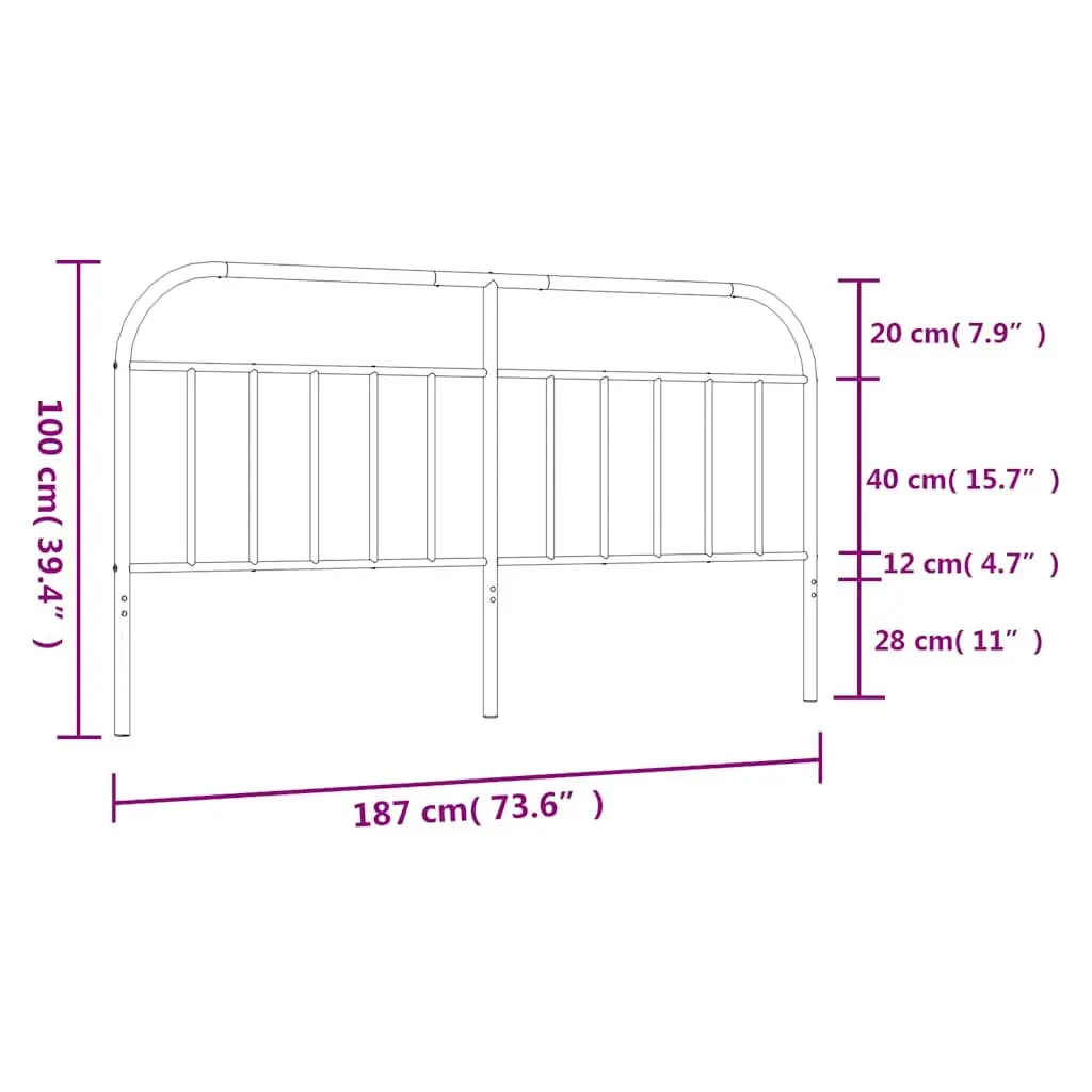 White Metal Headboard 180cm Steel Frame