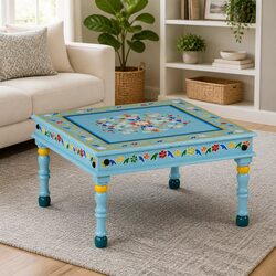 Coffee Table in Turquoise - Solid Mango Wood Construction