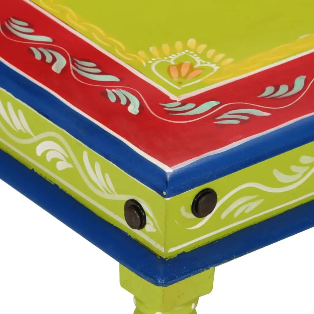 Coffee Table Solid Wood Green Hand-Painted Decorative Living Room Accent