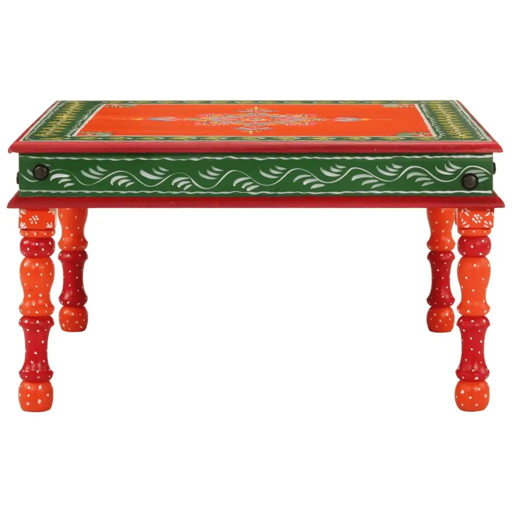 Coffee Table Living Room Orange Hand Painted Solid Wood Mango