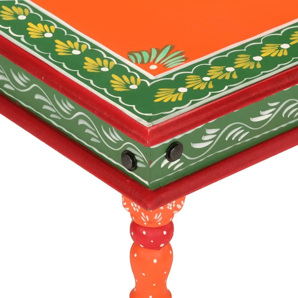 Coffee Table Living Room Orange Hand Painted Solid Wood Mango