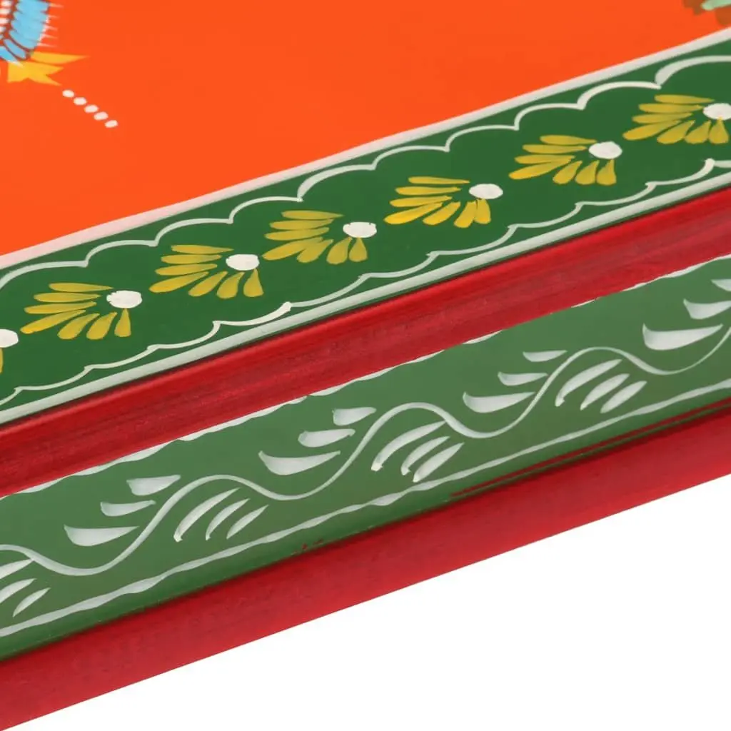 Coffee Table Living Room Orange Hand Painted Solid Wood Mango