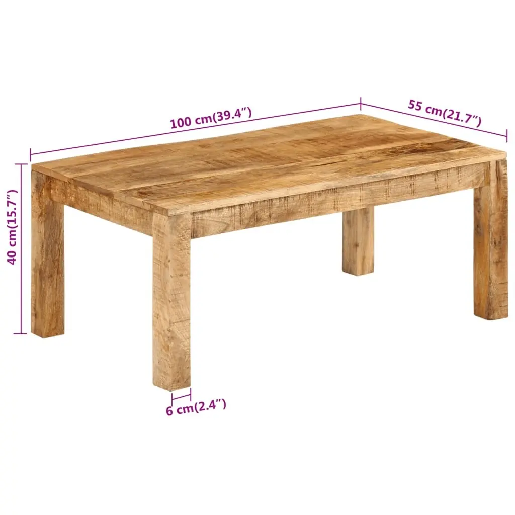 Coffee Table 100x55x40 cm Solid Wood Mango Brown Rustic Vintage Living Room