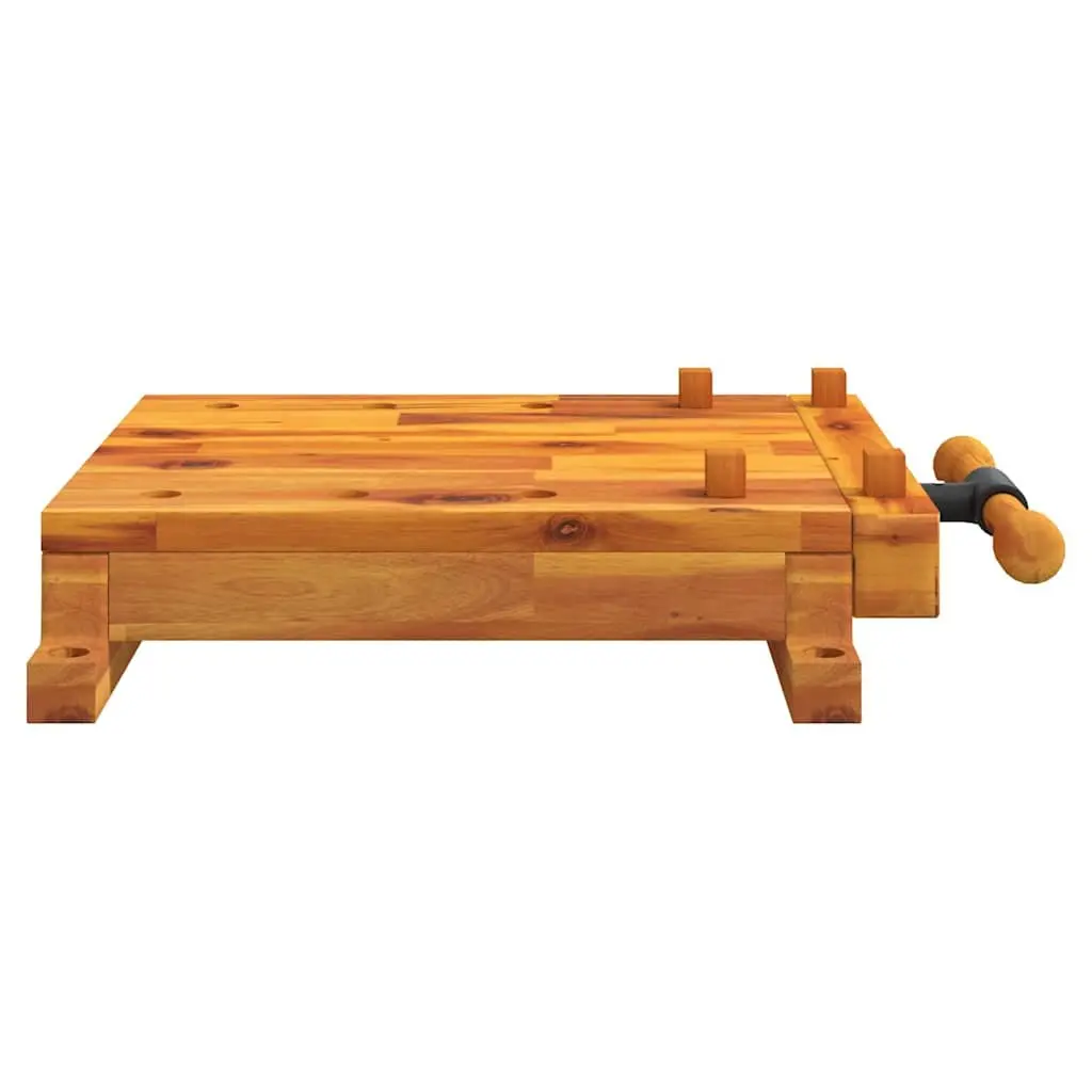 Workbench Tabletop with Vice 52x44x9.5 cm Solid Wood Work Surface Brown