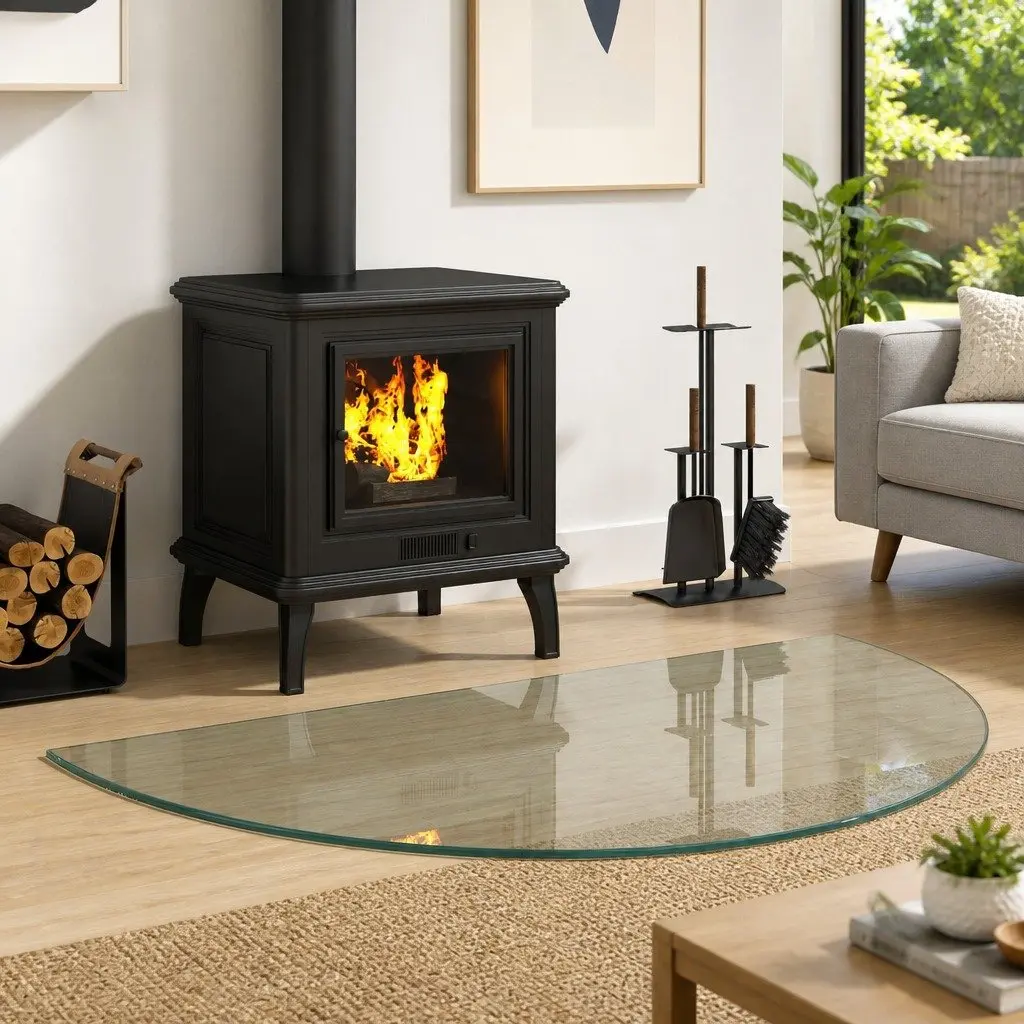 Fireplace Glass Plate Transparent 1000 x 600 mm Heat-Resistant Hearth Protector