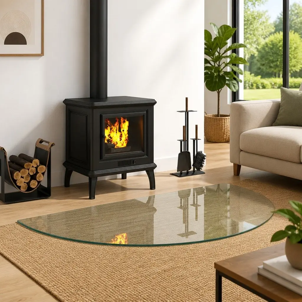 Fireplace Glass Plate Hearth Pad Heat Resistant Tempered Floor Protection
