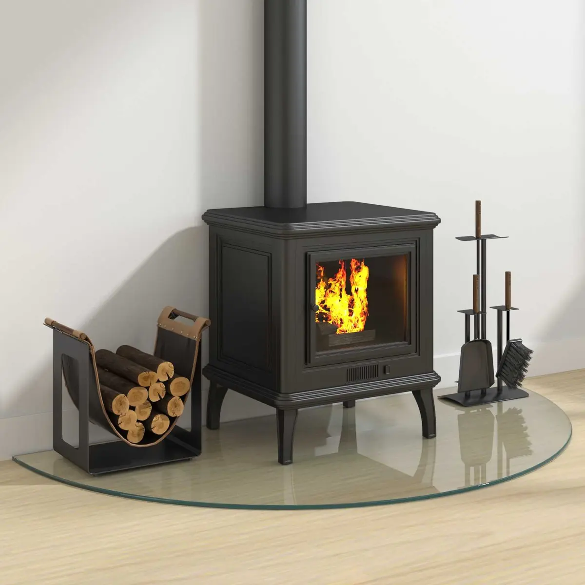 Fireplace Hearth Pad Heat Resistant 1200 x 600 mm Tempered Glass Floor Protection