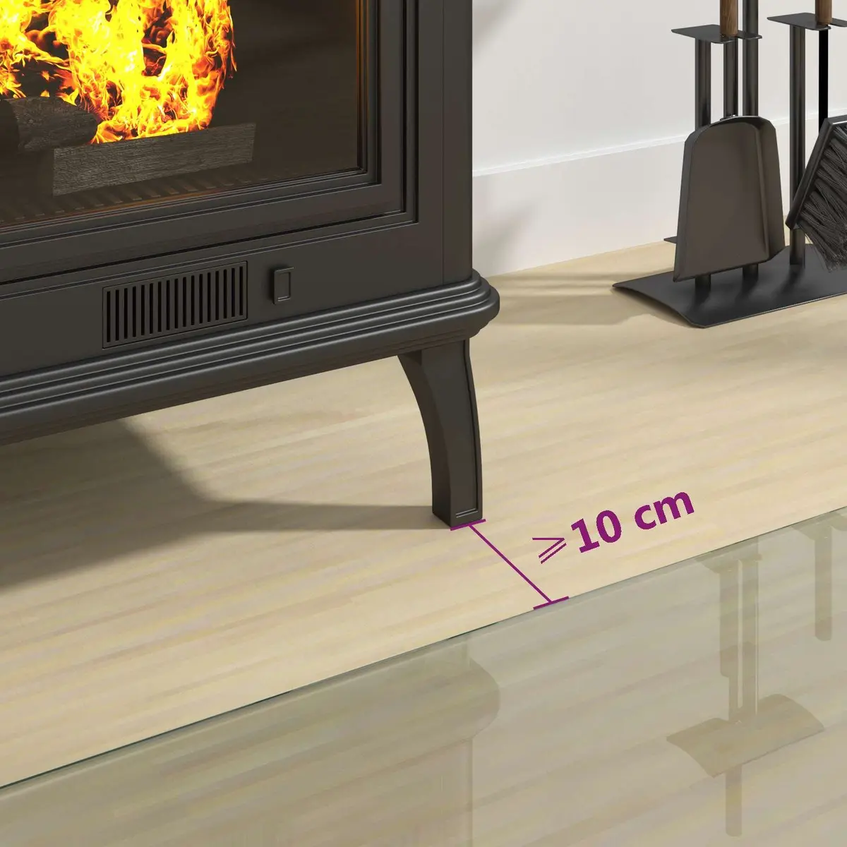 Fireplace Glass Plate Transparent 80 x 50 cm Hearth Pad Floor Protector