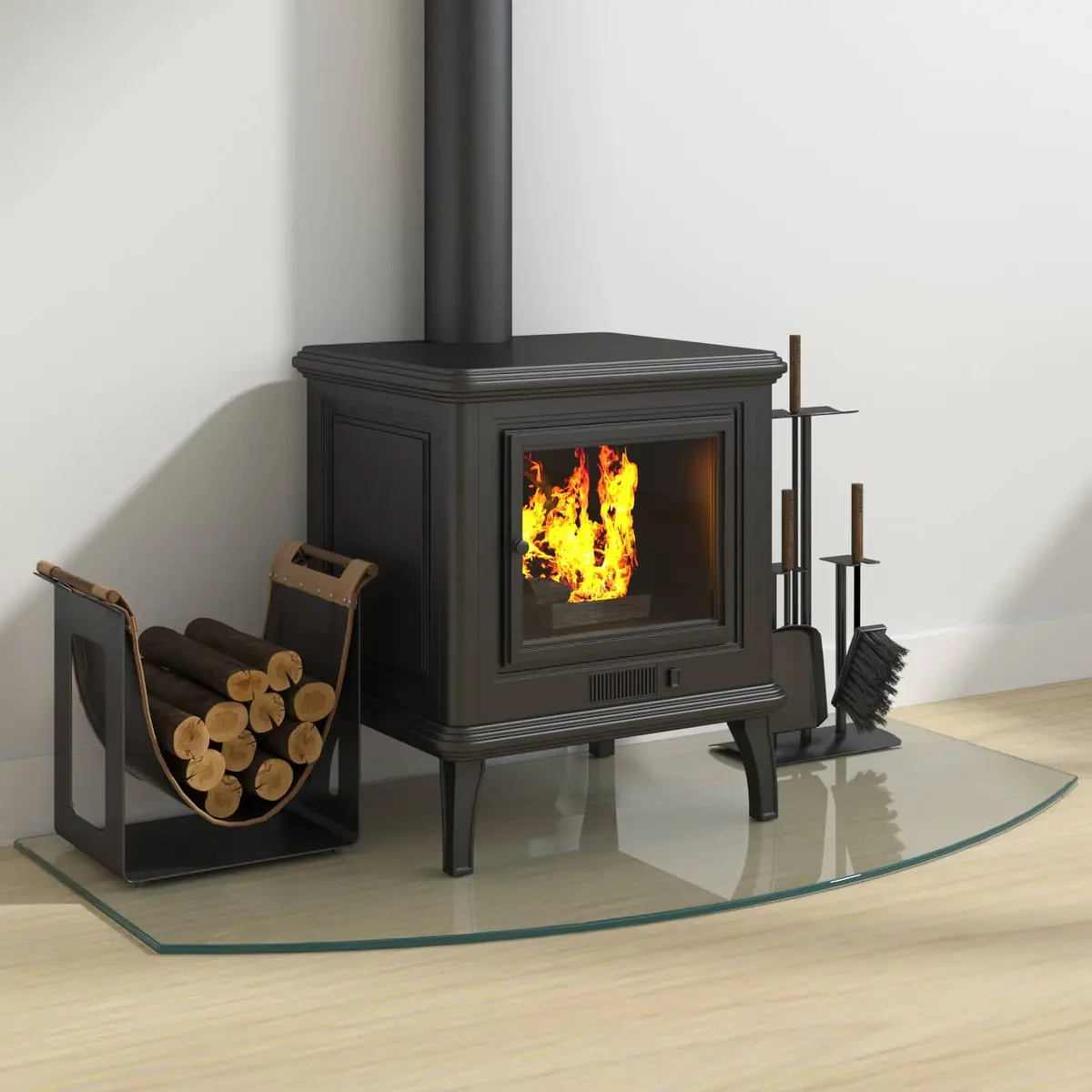 Fireplace Glass Plate Transparent 100 x 50 cm Heat Resistant Tempered Floor