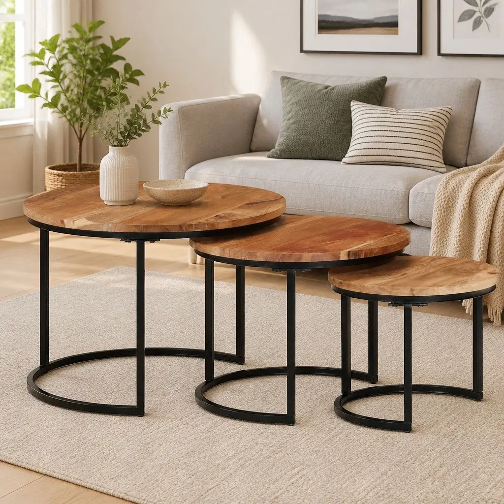 3-Piece Solid Wood Nesting Tables