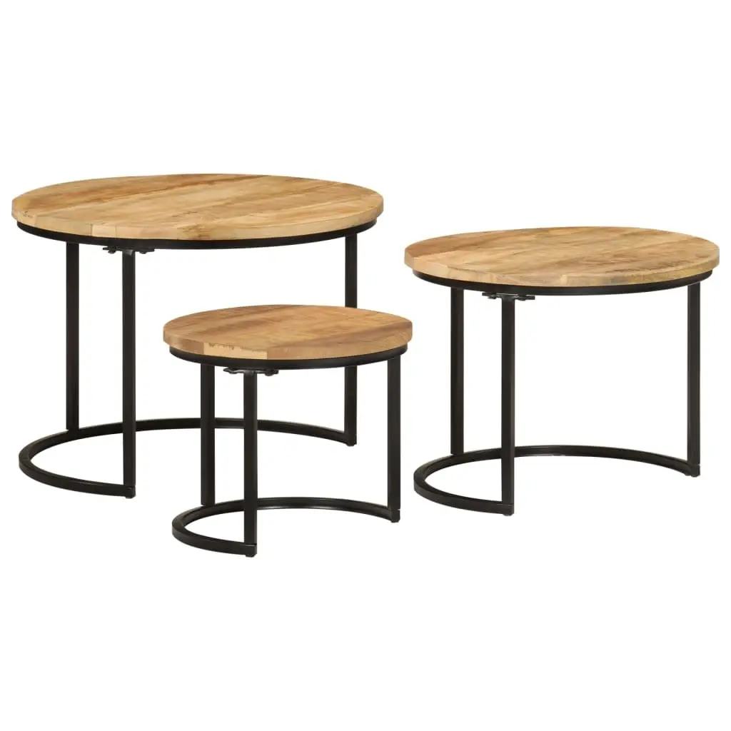 3-Piece Solid Mango Wood Nesting Tables