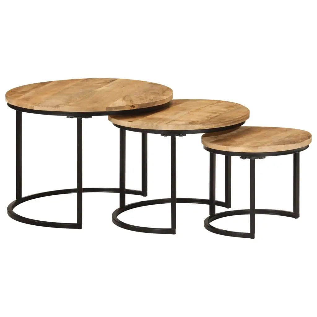 3-Piece Solid Mango Wood Nesting Tables