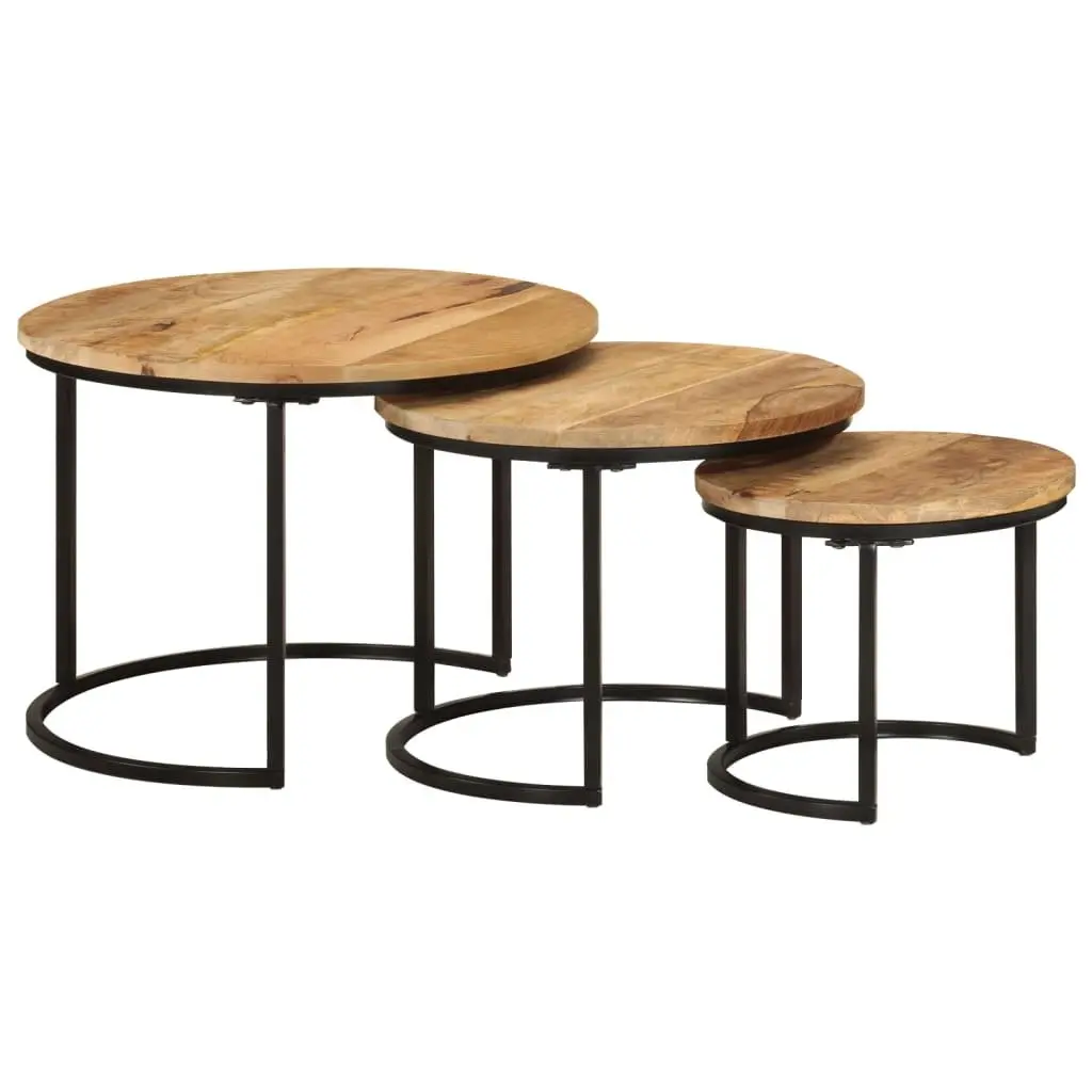 3-Piece Solid Mango Wood Nesting Tables