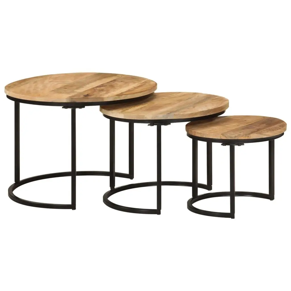 3-Piece Solid Mango Wood Nesting Tables