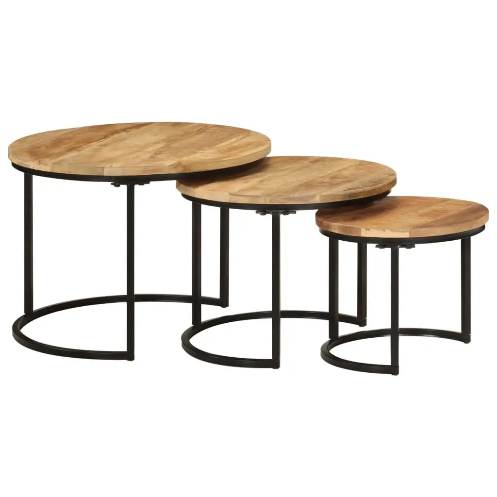 3-Piece Solid Mango Wood Nesting Tables