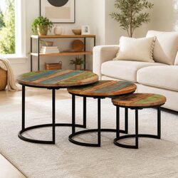 Nesting Tables Set – 3 Pieces of Solid Reclaimed Wood
