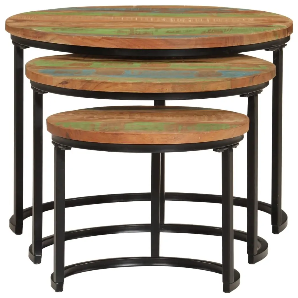 Nesting Tables 3 Piece Set Solid Reclaimed Wood Coffee Side Table Living Room