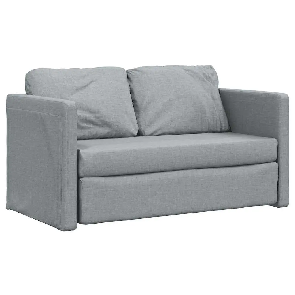 Floor Sofa Bed Living Room 2-in-1 Convertible Loveseat Grey Fabric 112 x 174 x 55 cm