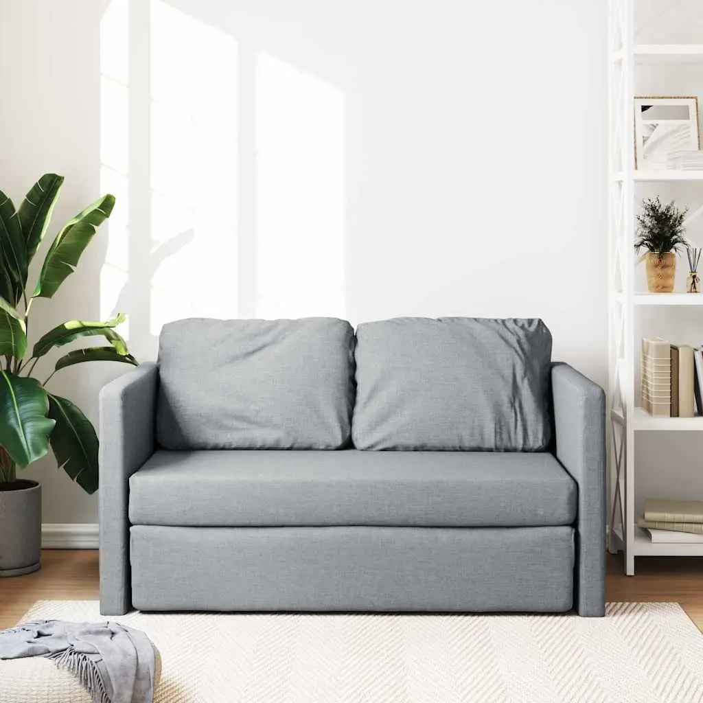 Floor Sofa Bed Living Room 2-in-1 Convertible Loveseat Grey Fabric 112 x 174 x 55 cm