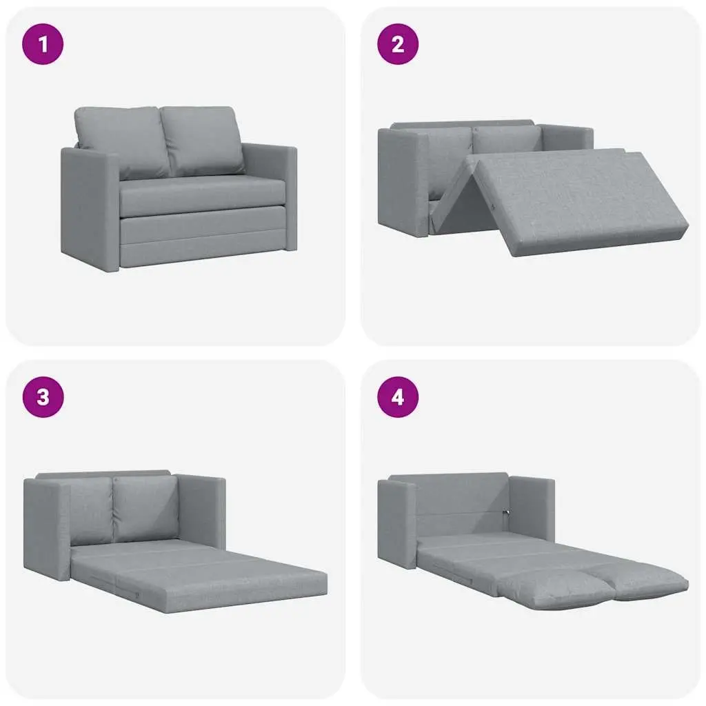 Floor Sofa Bed Living Room 2-in-1 Convertible Loveseat Grey Fabric 112 x 174 x 55 cm