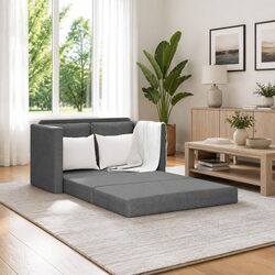 Floor Sofa Bed 2-in-1 Convertible Sleeper Loveseat Folding Guest Bed Grey