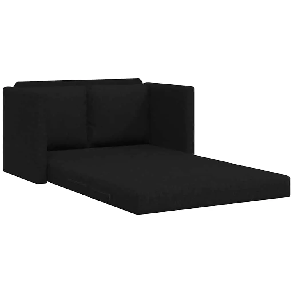 Floor Sofa Bed Convertible Loveseat Black Fabric 112L x 174W x 55H cm
