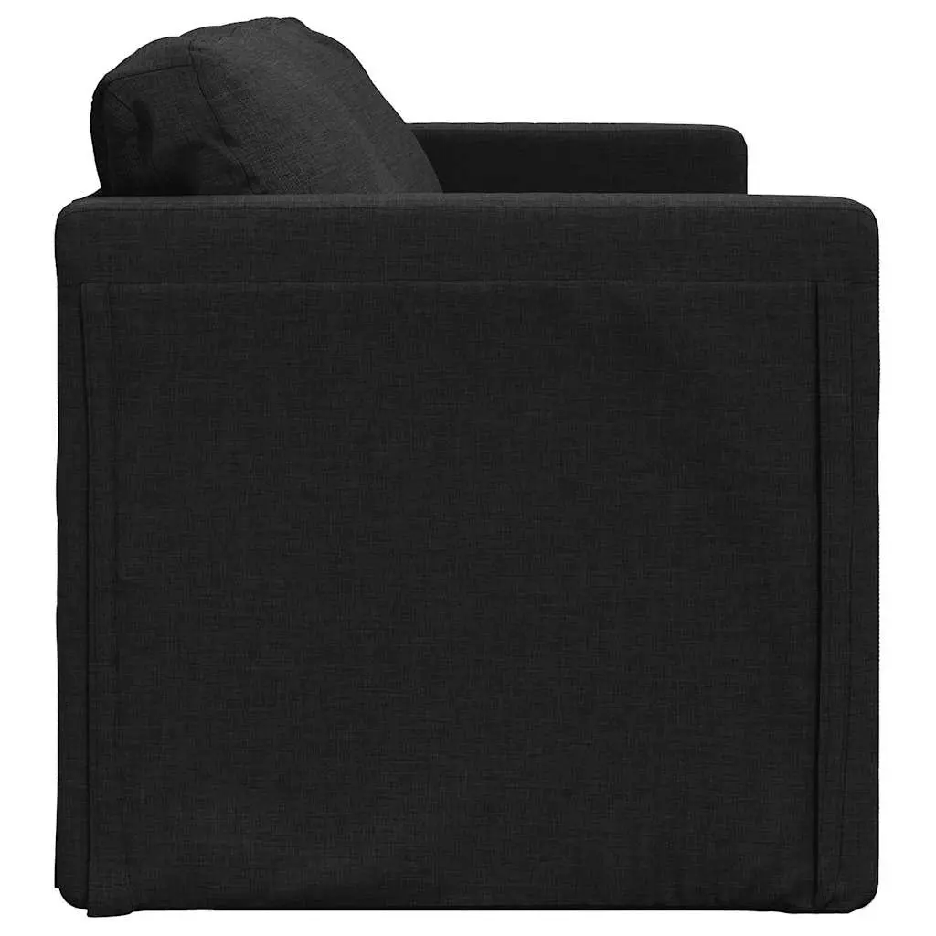 Floor Sofa Bed Convertible Loveseat Black Fabric 112L x 174W x 55H cm