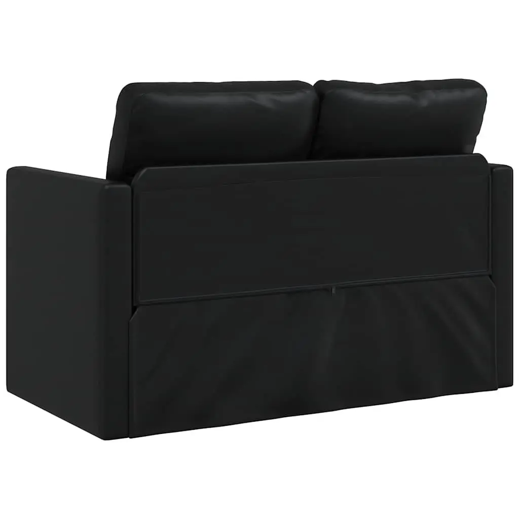 Floor Sofa Bed 2-in-1 Convertible Loveseat Double Bed Faux Leather Black