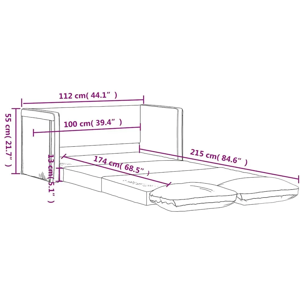 Floor Sofa Bed 2-in-1 Convertible Loveseat Grey Folding Sleeper Living Room