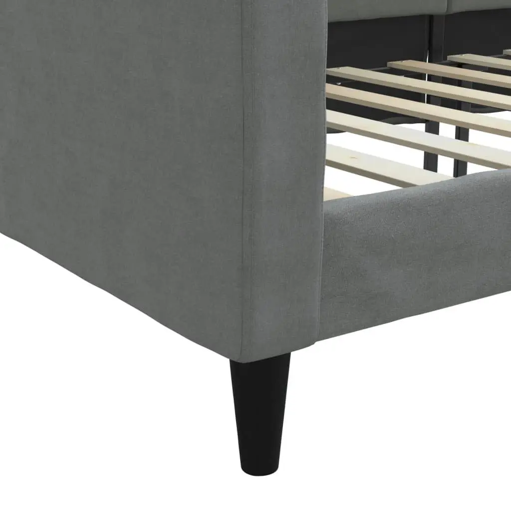 Day Bed Sofa Bed 90x190 cm Grey Fabric 2-in-1 Guest Bedroom Living Room