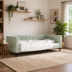 Day Bed Sofa Bed Grey Velvet 90x190 cm Bedroom Living Room Furniture Sleeper