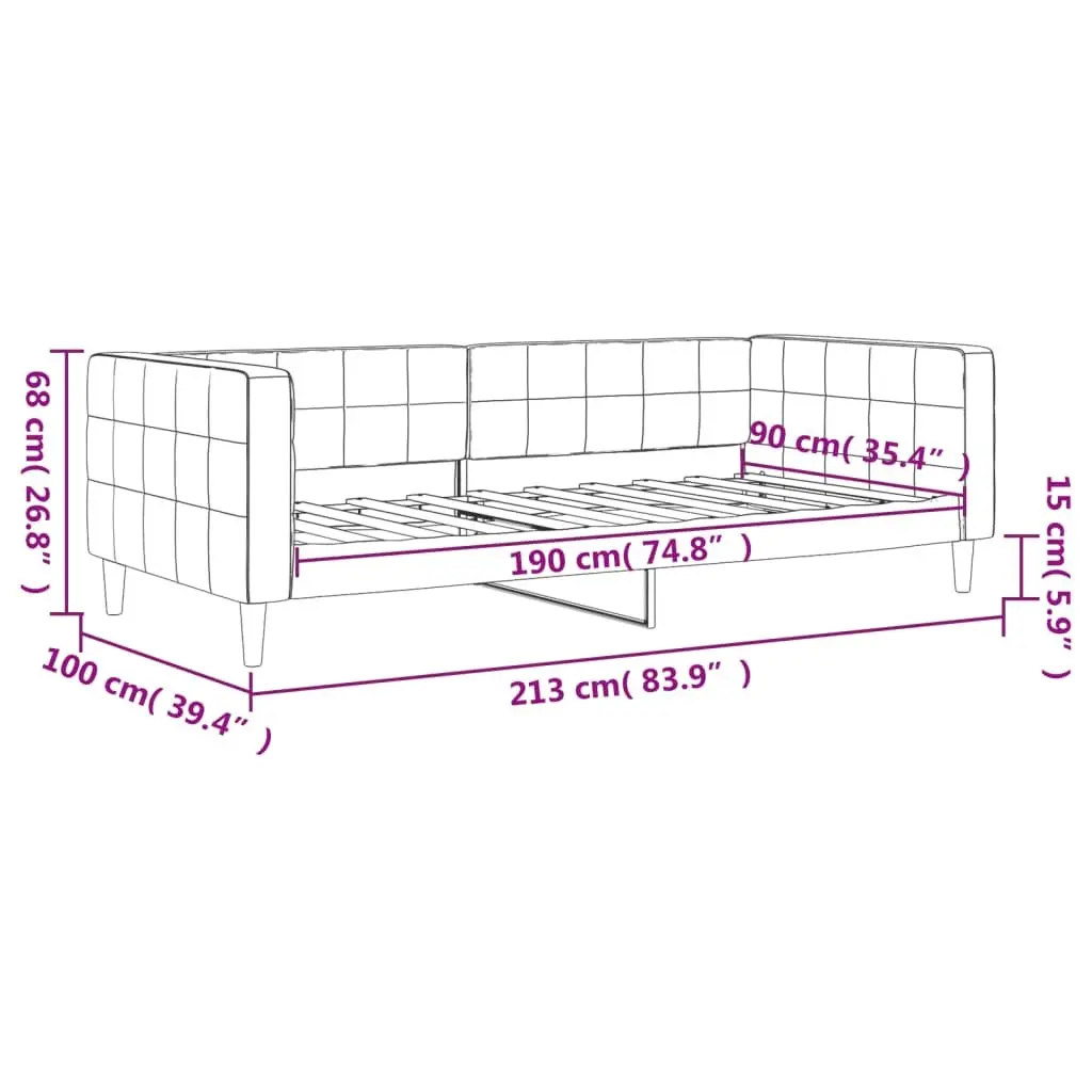 Grey Velvet Day Bed Sofa 90x190 cm