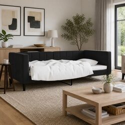 Black Velvet Day Bed Sofa Frame Specifications 90x190 cm