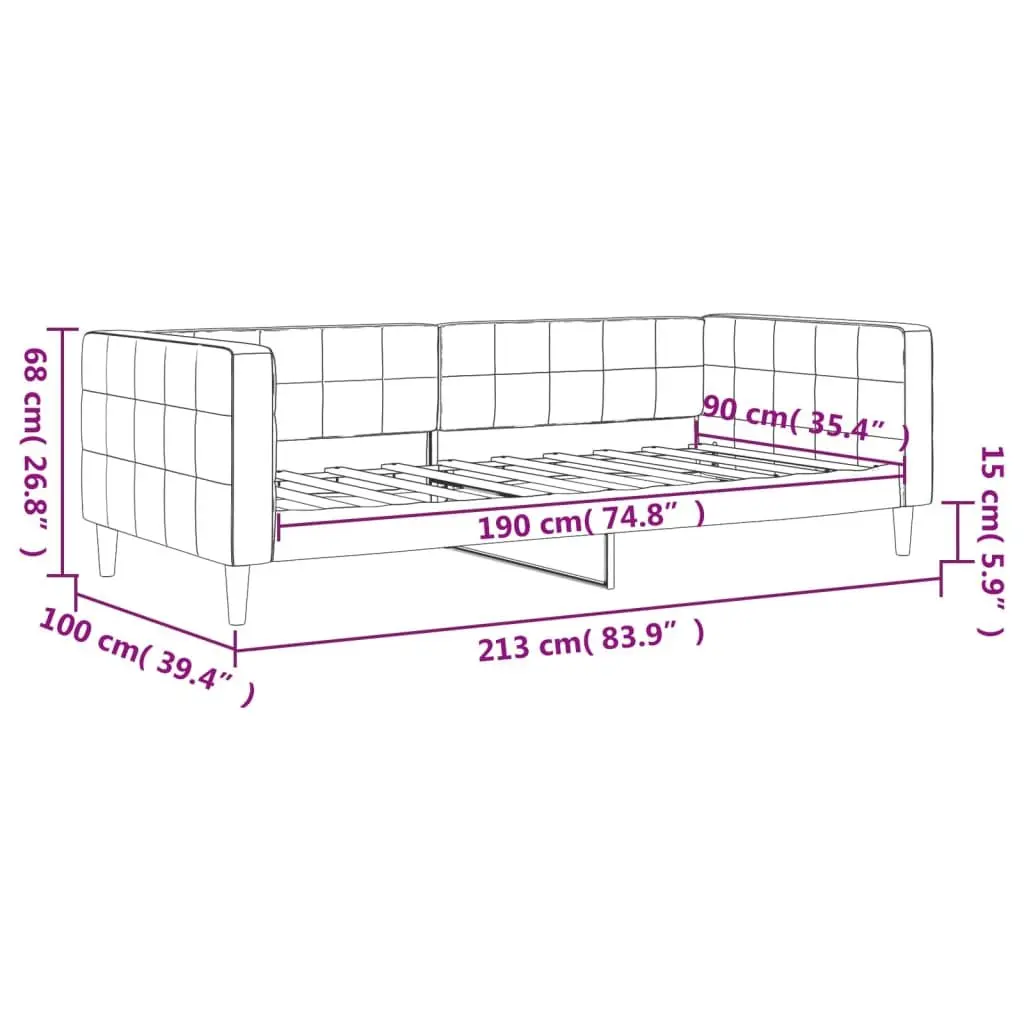 Day Bed Sofa Bed Frame Black Velvet 90x190 cm
