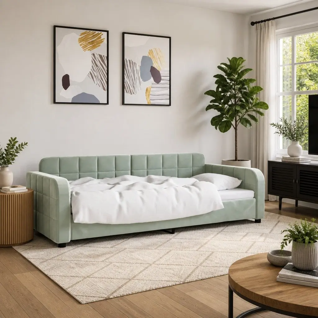 Day Bed Sofa Grey 90x190cm Modern Couch Furniture Guest Bedroom Living Room